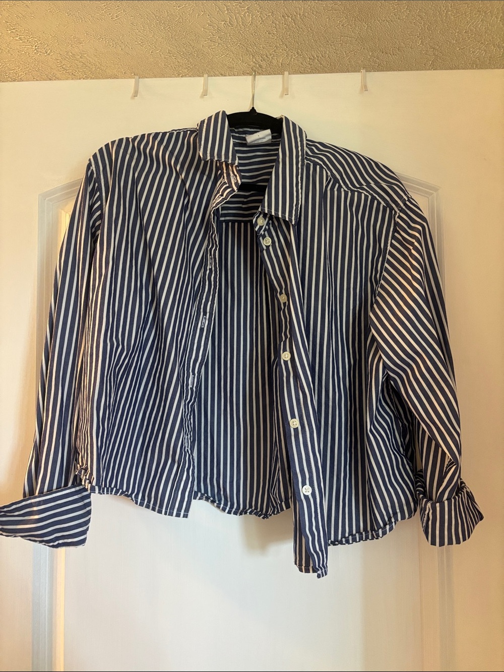 GAP Navy and White Striped Button-Down “The Big Shirt”